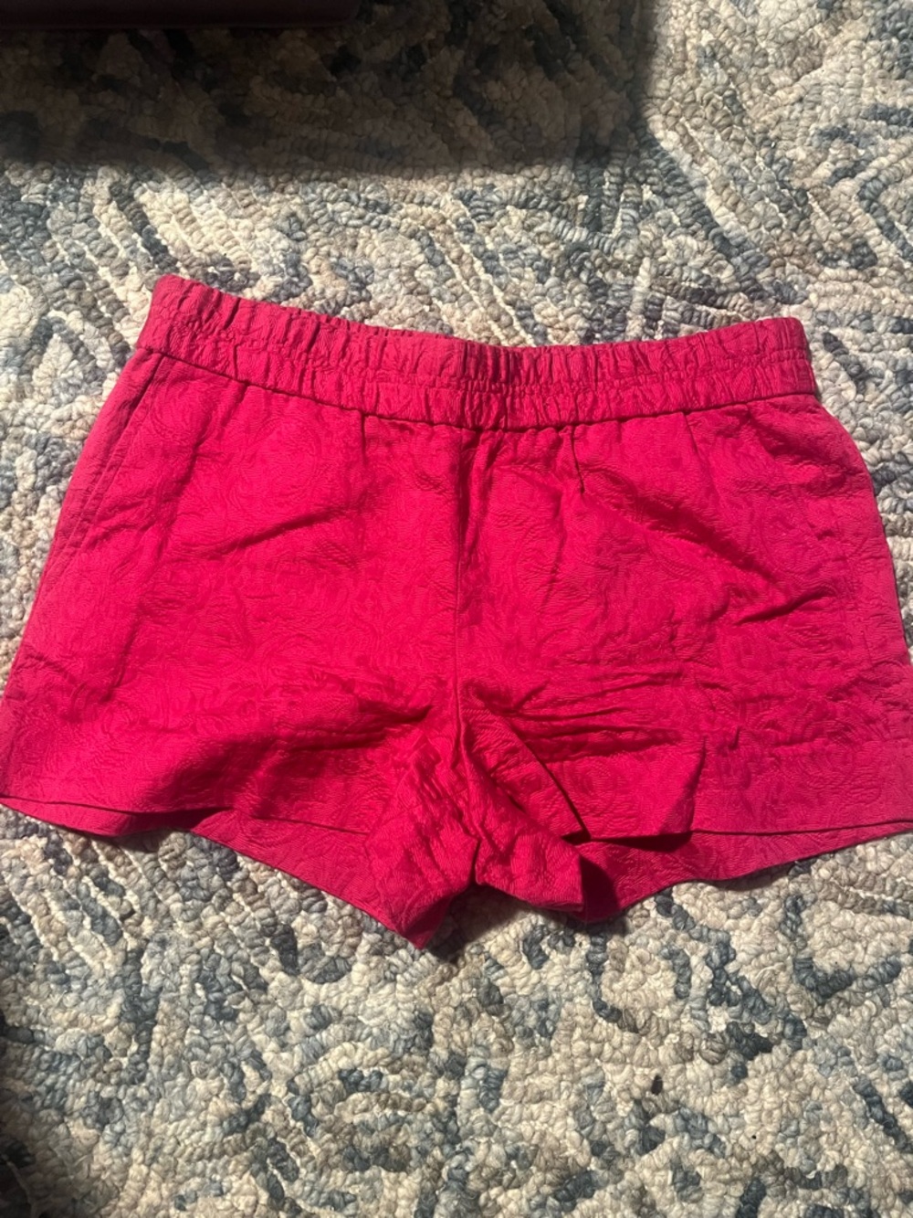 J. Crew Bright Pink Textured Elastic-Waist Athletic Shorts